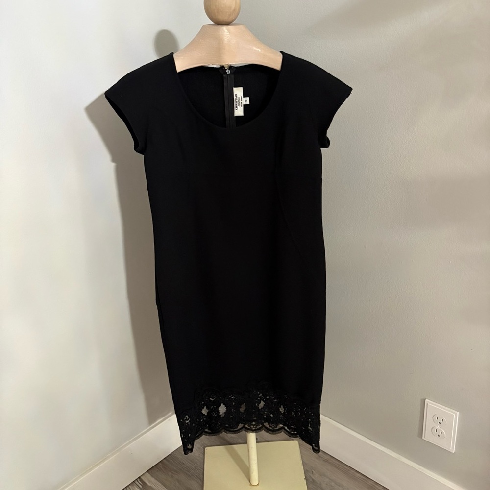 Elegant Black Lace Hem Dress vintage 6